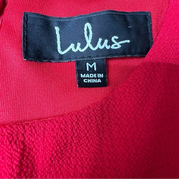 Lulus Center of Attend Red Flounce 3/4 Bell Sleeve Mini Dress Size M - Picture 7 of 12